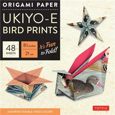  Anonyme - Origami paper ukiyo-e birds print large 8 1/4 48 sheets.