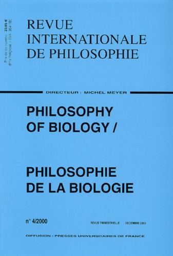  Anonyme - Revue internationale de philosophie N° 214/2000 : Philosophy of biology / Philosophie de la biologie.