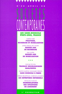  Anonyme - Revue Societes Contemporaines Numero 30 Avril 1998 : Les Sans-Domicile Etats-Unis, France.