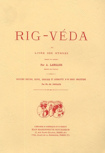 Anonyme - Rig-Veda - Ou Livre des hymnes Tome 1.
