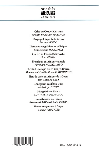 Societes Africaines Et Diaspora 12 . Crise Des Deux Congo