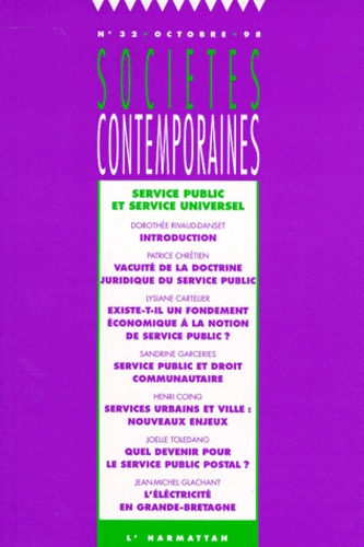  Anonyme - Societes Contemporaines Numero 32 Octobre 98 : Service Public Et Service Universel.