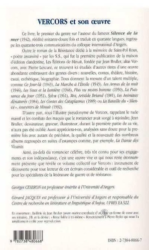 Vercors, Jean Bruller, et son oeuvre. [actes du colloque international, Université d'Angers, mai 1995