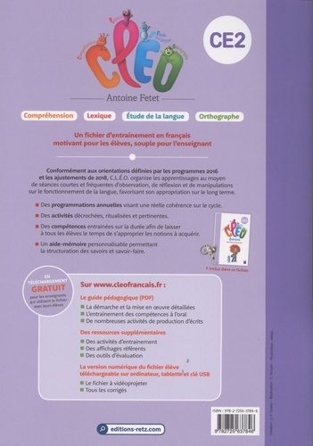 Français CE2 CLEO. Fichier d'entrainement  Edition 2019