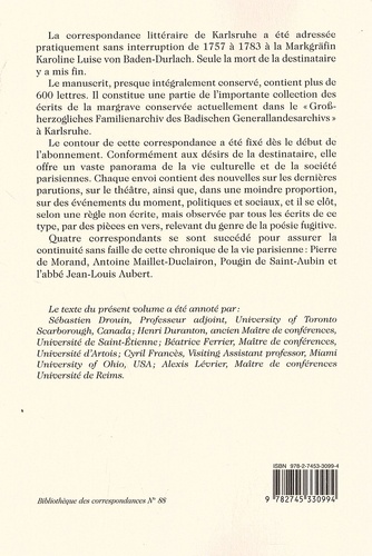 Correspondance littéraire de Karlsruhe. Tome 2 (2 janvier 1760 - 20 juin 1766)