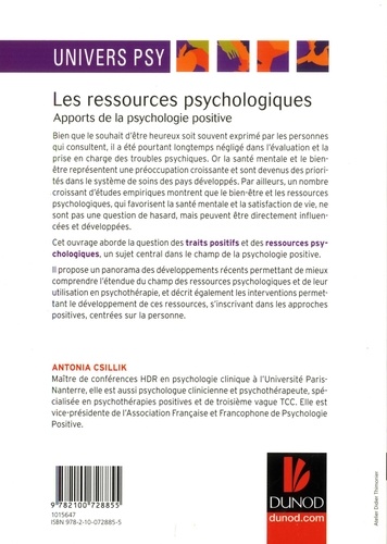 Les ressources psychologiques. Apports de la psychologie positive