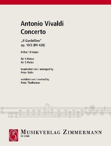 Antonio Vivaldi - Concerto en ré majeur - "Il Gardellino". op. 10/3. RV 428. flute solo, 2 flutes, altoflute in G and bassflute in C..