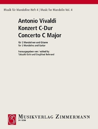 Antonio Vivaldi - Musik für Mandoline  : Concerto en ut majeur - 4. 2 mandolines and guitar. Partition et parties..