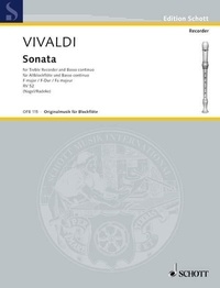 Antonio Vivaldi - Edition Schott  : Sonata Fa majeur - RV 52. treble recorder and basso continuo; cello ad libitum..