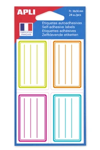 24 étiquettes scolaires peps avec lignes - 4 couleurs