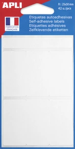 Etiquettes blanches autocollantes 25x50 mm - 42 étiquettes