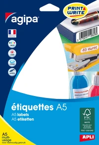 Etiquettes blanches autocollantes - format a5 - 480 étiquettes multi-usages