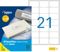 Etiquettes blanches autocollantes mon timbre en ligne a4 - 63,5 x 38,1 mm - 525 étiquettes