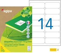 Etiquettes blanches autocollantes recyclées a4 - 99,1 x 38,1 mm - 1400 étiquettes
