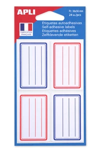 Etiquettes scolaires autocollantes avec lignes et cadre pour nom, prénom, matière - 36x56 mm