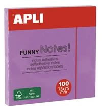 Notes adhésives "funny notes" - 75x75 mm - 400 feuilles - violet pastel
