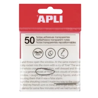Notes adhésives transparentes - 75x75 mm - 50 feuilles - blanc