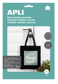 Papier transfert a4  - textile foncés - 5 feuilles