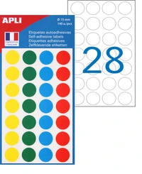 Pastilles adhésives colorées - 140 pastilles autocollantes -  15mm.