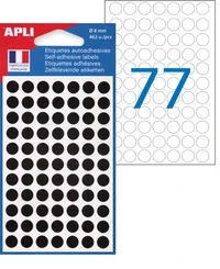 Pastilles adhésives noires - 462 pastilles rondes, diamètre 8 mm