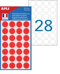 Pastilles adhésives rouges - 168 pastilles rondes, diamètre 15 mm
