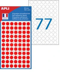 Pastilles adhésives rouges - 462 pastilles rondes, diamètre 8 mm