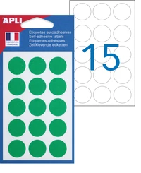 Pastilles adhésives vertes - 90 pastilles rondes, diamètre 19 mm