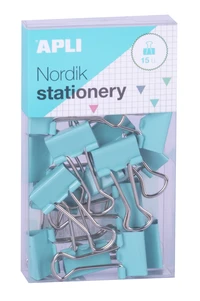 Pinces à clips collection nordik - accessoires de bureau couleurs pastel (15 pinces par boîte)