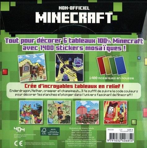 Minecraft mosaïques. Avec 6 cartes et 1400 stickers mosaïques