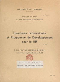 Structures économiques et programme de développement pour le Rif