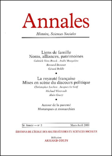  Armand Colin - Annales Histoire, Sciences Sociales N° 2 Mars-Avril 2001.