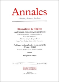  Armand Colin - Annales Histoire, sciences sociales N° 2 Mars-Avril 2002.