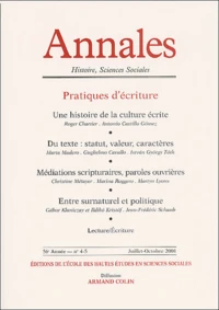 Annales Histoire, sciences Sociales N° 4-5 Juillet-Octobre 2001 : Pratiques d'écriture