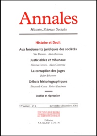  Armand Colin - Annales Histoire, Sciences sociales N° 6 Novembre-Décembre 2002 : Histoire et droit.
