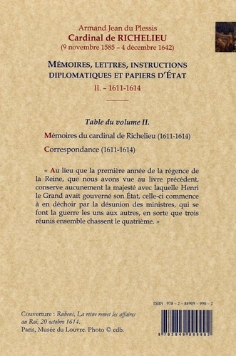 Mémoires, lettres, instructions diplomatiques et papiers d'Etat. Tome 2 (1611-1614)