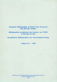 Bibliographie européenne des travaux sur l'URSS et l'Europe de l'Est