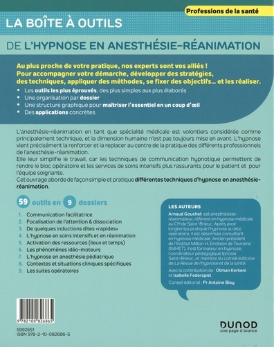 La boîte à outils de l'hypnose en anesthésie-réanimation. 59 outils clés en main