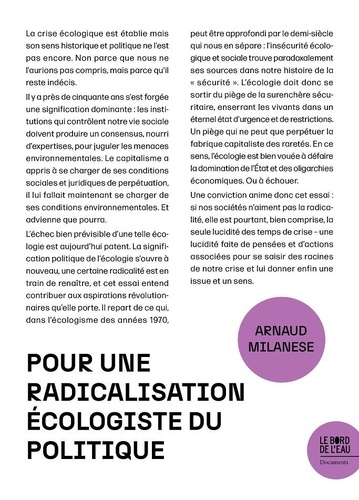 Arnaud Milanese - Pour une radicalisation écologiste du politique.