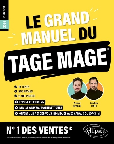 Le Grand Manuel du TAGE MAGE. 18 tests, 200 fiches, 2400 vidéos  Edition 2024
