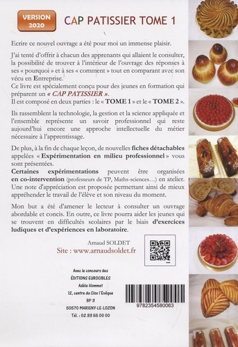 Le CAP pâtissier. Tome 1 : Tour, petits fours secs et moelleux - Gâteaux de voyage  Edition 2020