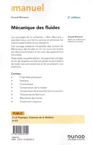 Mini manuel de mécanique des fluides. Cours + exercices 2e édition