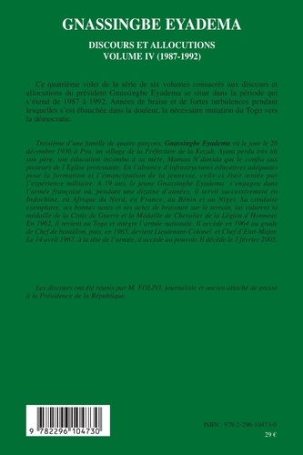 Gnassingbe Eyadema, Discours et allocutions. Volume 4, 1987-1992