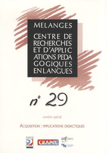 Hervé Adami et Virginie André - Mélanges N° 29 : Acquisition : implications didactiques.
