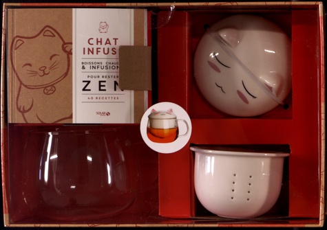 Coffret Chat infuse. 40 boissons chaudes & infusions pour rester zen. Le livre de recettes avec 1 mug avec infuseur amovible et couvercle
