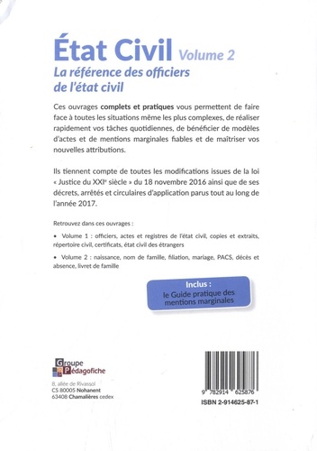 Etat civil. Volume 2  Edition 2018