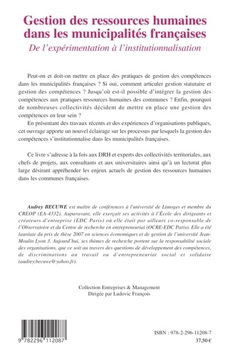 Gestion des ressources humaines dans les municipalités françaises. De l'expérimentation à l'institutionnalisation