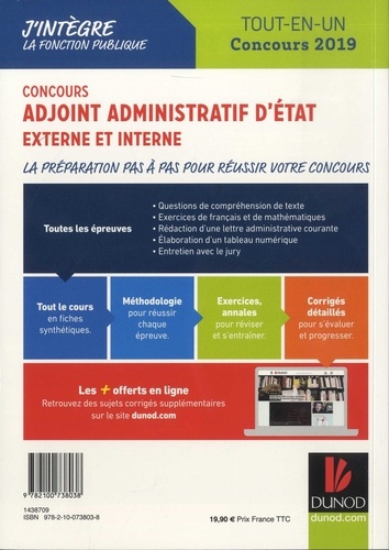 Concours Adjoint administratif d'Etat. Externe et interne, tout-en-un  Edition 2019