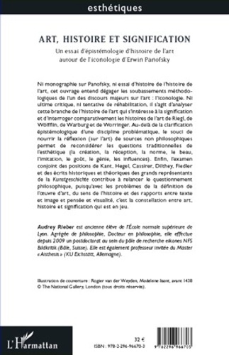 Art, histoire et signification. Un essai d'épistémologie d'histoire de l'art autour de l'iconologie d'Erwin Panofsky