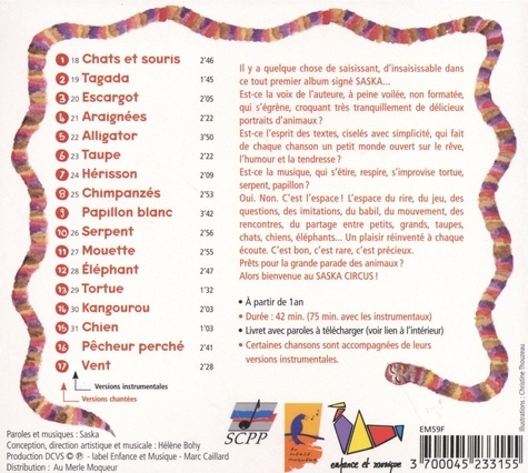 Saska Circus. 17 créations pour les tout-petits  1 CD audio