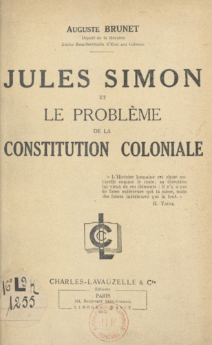 Jules Simon et le problème de la constitution coloniale